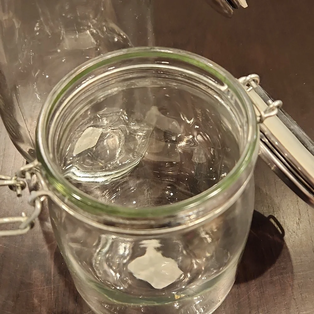 West Elm Storage Glass Jars, Silver Lid w/Kilner latch closure NWT set of 2